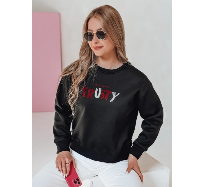 Dámska nadrozmerná mikina s výšivkou SOFTRUS čierna FashionStreet BY1408 Dámska nadrozmerná mikina s výšivkou SOFTRUS čierna FashionStreet BY1408