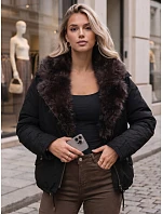 Dámska zimná bunda s odnímateľným golierom, čierna, FashionStreet TY6072