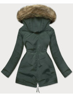 Zeleno-béžová teplá dámska zimná bunda (W559)