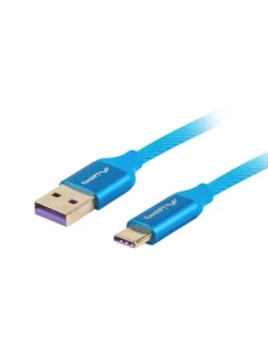Kábel Lanberg CA-USBO-21CU-0010-BL (USB 2.0 typ A - USB typ C ; 1 m; farba modrá)