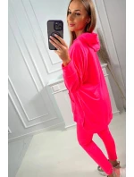 Sada s mikinou s kapucňou ružová neónová