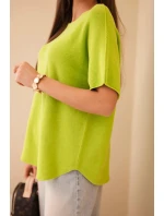 Dámský svetr s krátkým rukávem volného střihu model 21890082 - K-Fashion