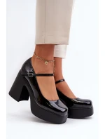 Półbuty Damskie Lakierowane Na Platformie I Słupku Big Star NN274004 Czarne Półbuty Damskie Lakierowane Na Platformie I Słupku Big Star NN274004 Czarne