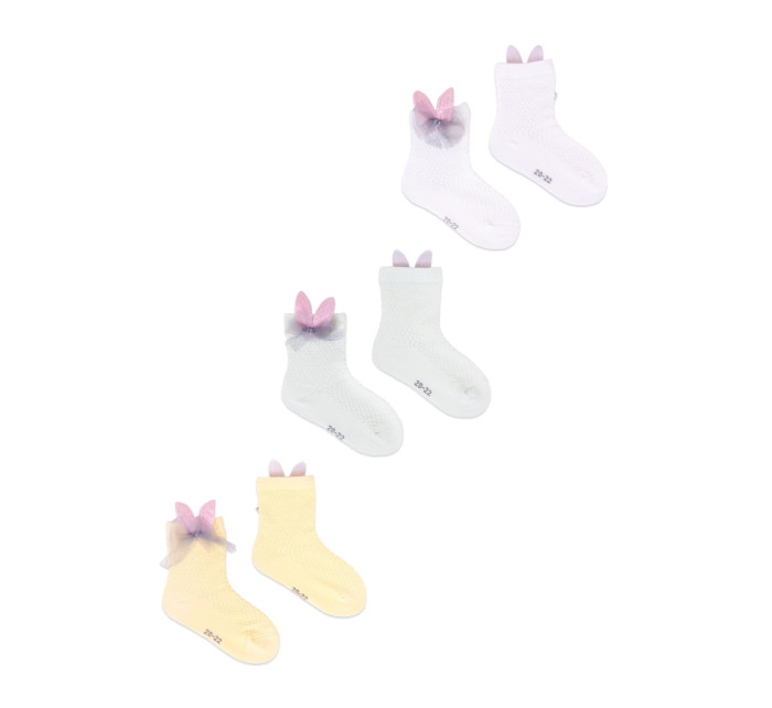 Yoclub Členkové ponožky bez vzoru lodičiek - 3 balenia SKC/3D-AP/3PAK/GIR/001 White