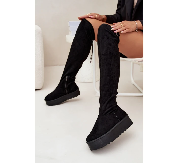 Dámské kozačky nad kolena na platformě Big Star – černé