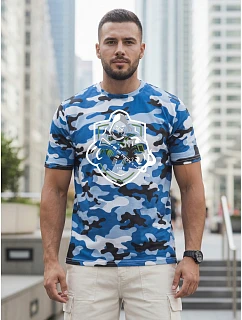 Koszulka męska moro z nadrukiem niebieska model 22221836 - FashionStreet