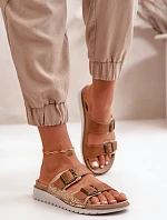 Damskie Wygodne Klapki Z Klamrami Inblu CN000033 Brązowe