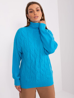 Modrý dámsky sveter s manžetami