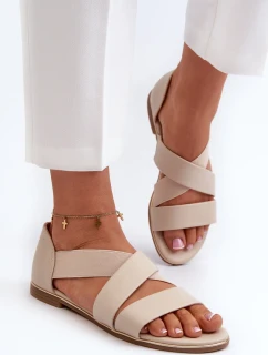 Béžové kožené sandále z Apúlie s lemom