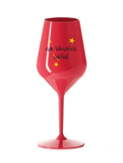NA VÁNOČNÍ ÚKLID - červená nerozbitná sklenice na víno 470 ml