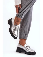 Dámske poltopánky na podpätku 2646-5 model 189876 Silver and Black - Sweet Shoes