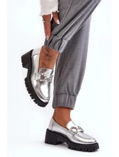 Dámske poltopánky na podpätku 2646-5 model 189876 Silver and Black - Sweet Shoes