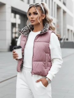 Dámská přechodná krátká prošívaná růžová vesta  model 21994785 - Dstreet
