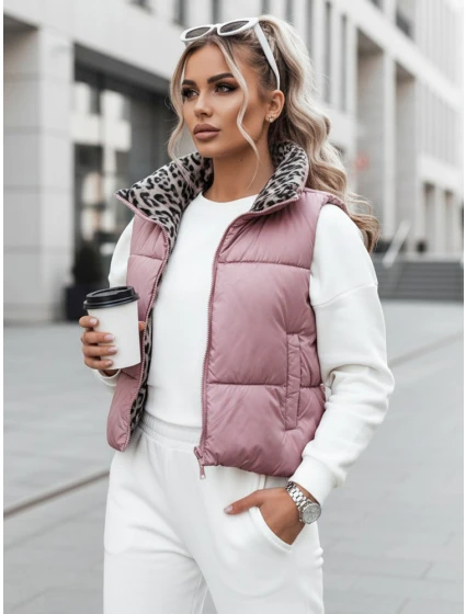 Dámská přechodná krátká prošívaná růžová vesta Dstreet model 21994785 - FashionStreet