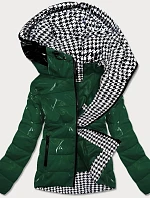 Zelená dámska bunda sa vzorovanou podšívkou (W707)