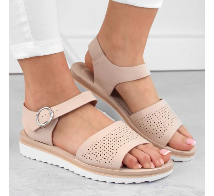 Sergio Leone W SK53N béžové lodičky na platforme a podpätku