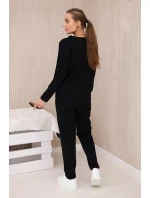 Bavlnená súprava s ozdobnými gombíkmi čierna Bavlnená súprava s ozdobnými gombíkmi čierna