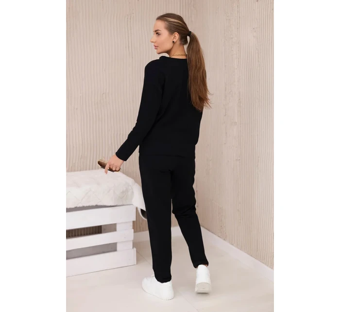 Bavlnená súprava s ozdobnými gombíkmi čierna Bavlnená súprava s ozdobnými gombíkmi čierna