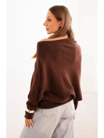 Dámsky asymetrický viskózový sveter bat chocolate Dámsky asymetrický viskózový sveter bat chocolate