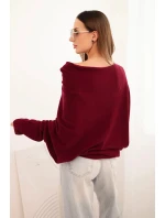 Dámsky asymetrický viskózový sveter batwing slivka