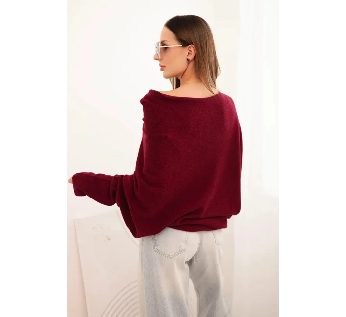 Dámsky asymetrický viskózový sveter batwing slivka
