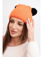 Dámska zimná vlnená čiapka s bambulou K433 oranžová Dámska zimná vlnená čiapka s bambulou K433 oranžová