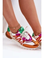 Kožené Polobotky Tenisky Dámské model 21693239 Multicolor - Artiker Kožené Polobotky Tenisky Dámské model 21693239 Multicolor - Artiker