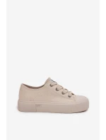 Trampki Damskie Na Platformie LEE ISLA C WOMEN LOW 50253001.35E Beżowe