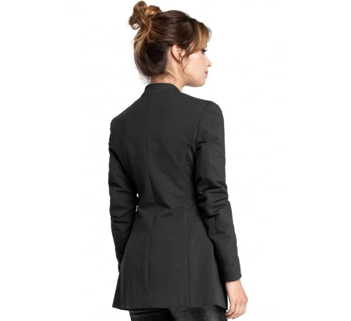 B030 Pletená bunda bez goliera - čierna