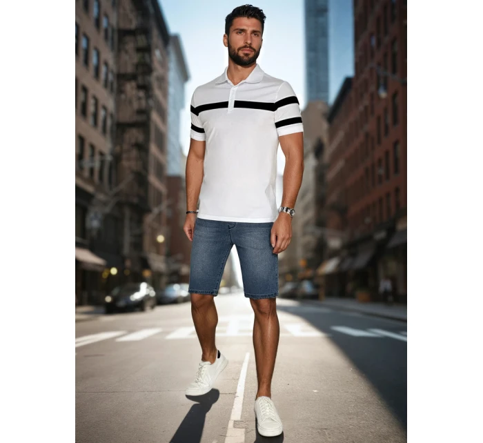 Pánská polokošile s pruhy bílá Dstreet model 21987854 - FashionStreet