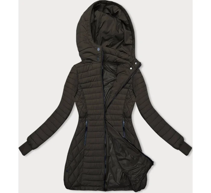 Dámská bunda v army barvě s kapucí pro přechodné období model 18910675 - LHD Dámská bunda v army barvě s kapucí pro přechodné období model 18910675 - LHD