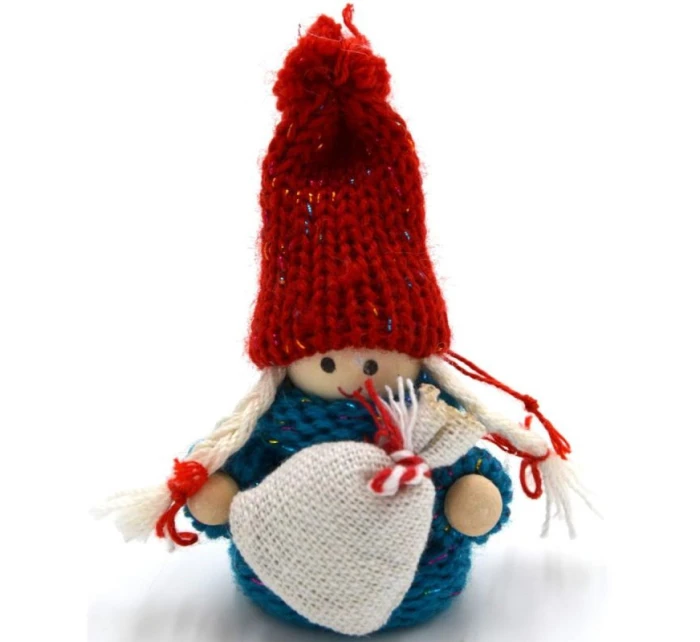 DEKORATÍVNA BÁBIKA S TAŠKOU MODRÉ DIEVČA 7,5 CM