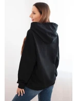 Dámska mikina s kapucňou a klokaním vreckom z bavlny čierna