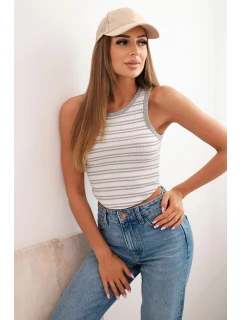 Dámská bavlněná pruhovaná bez rukávů šedá