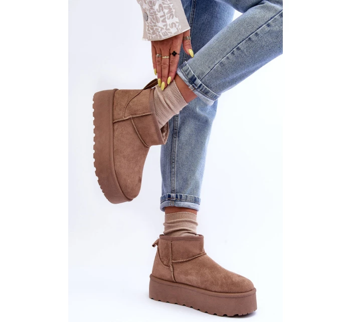 Kůže Sněhové Boty Na Platformě Tmavě Hnědé model 21630216 - Boto Kůže Sněhové Boty Na Platformě Tmavě Hnědé model 21630216 - Boto