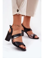 Dámské sandály na sloupku model 21694644 Černé - SERGIO LEONE