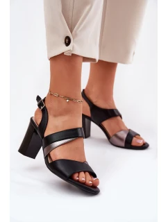 Sandały Damskie Na Słupku Sergio Leone SK866 Czarne