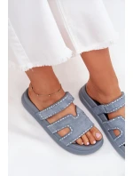 Dámské pantofle se zdobením na platformě modré model 21703959 - Boto