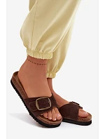 Dámske kožené papuče s prackou Chocolate Emiline Dámske kožené papuče s prackou Chocolate Emiline