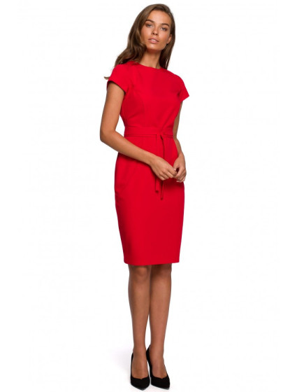šaty s páskem na  červené model 18003028 - STYLOVE