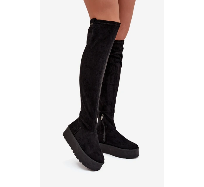 Dámské kozačky nad kolena na platformě Big Star – černé