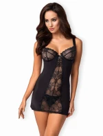 Krásna košieľka Heartina chemise black - Obsessive