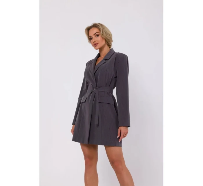 šaty s páskem  tmavě šedé  model 21069646 - Moe