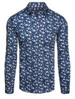 Pánska vzorovaná košeľa s dlhým rukávom tmavomodrá FashionStreet DX2671 Pánska vzorovaná košeľa s dlhým rukávom tmavomodrá FashionStreet DX2671