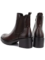 Dámské kotníkové boty na podpatku, zateplené, hnědé, Potocki SZ12742 Dámské kotníkové boty na podpatku, zateplené, hnědé, Potocki SZ12742