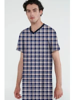 Vamp - Bavlnená kockovaná pánska nočná košeľa 20624 - Vamp Vamp - Bavlnená kockovaná pánska nočná košeľa 20624 - Vamp
