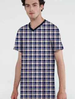 Vamp - Bavlnená kockovaná pánska nočná košeľa 20624 - Vamp