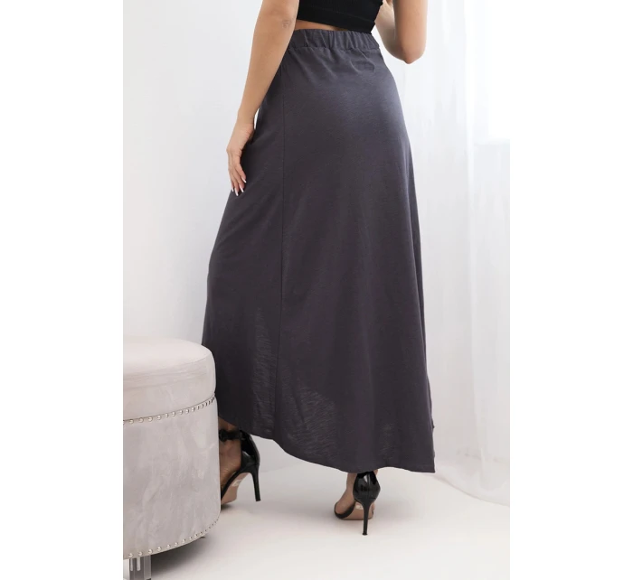 Dámska bavlnená maxi sukňa so zaväzovaním graphite