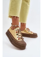 Damskie Trampki Na Platformie GOE NN2N4055 Złote Damskie Trampki Na Platformie GOE NN2N4055 Złote