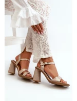 Skórzane Sandały Na Słupku Maciejka 06029-25 Złote